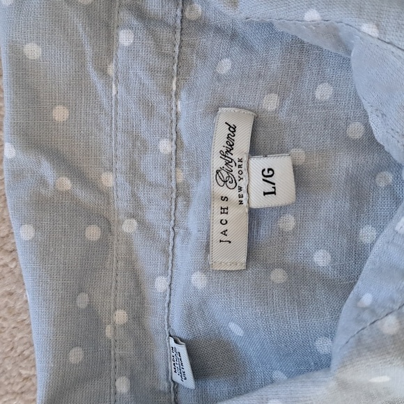 ❤️ NWT Jachs Girlfriend Short Sleeved Linen Blend Blouse Large Polka-dot Top - Picture 7 of 13